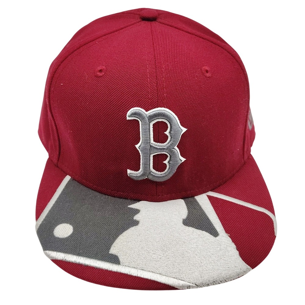 New Era Boston Red Sox Hat Mens 7 1/2 Red Baseball MLB 59FIFTY Fitted Wool Cap
